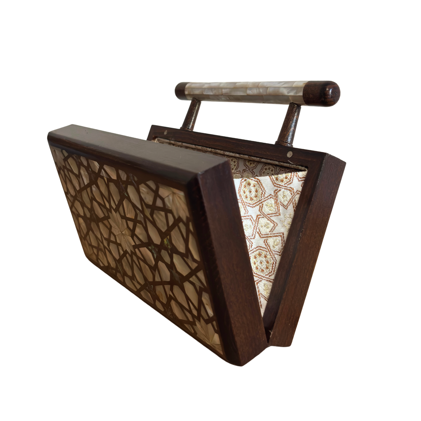 A Estrela Celestial – Bolsa Damasquina de Nogueira com Madrepérola