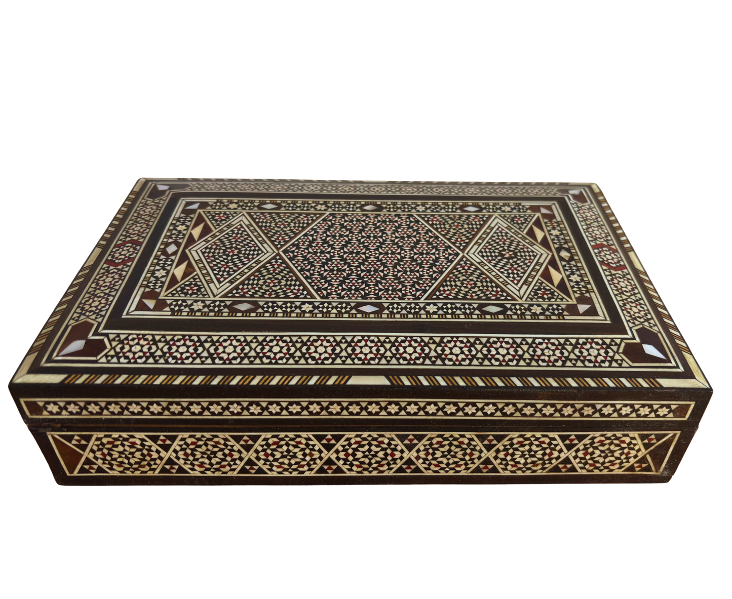 Caixa Damasquina Vintage 1970 – Tesouro de Madeira Artesanal