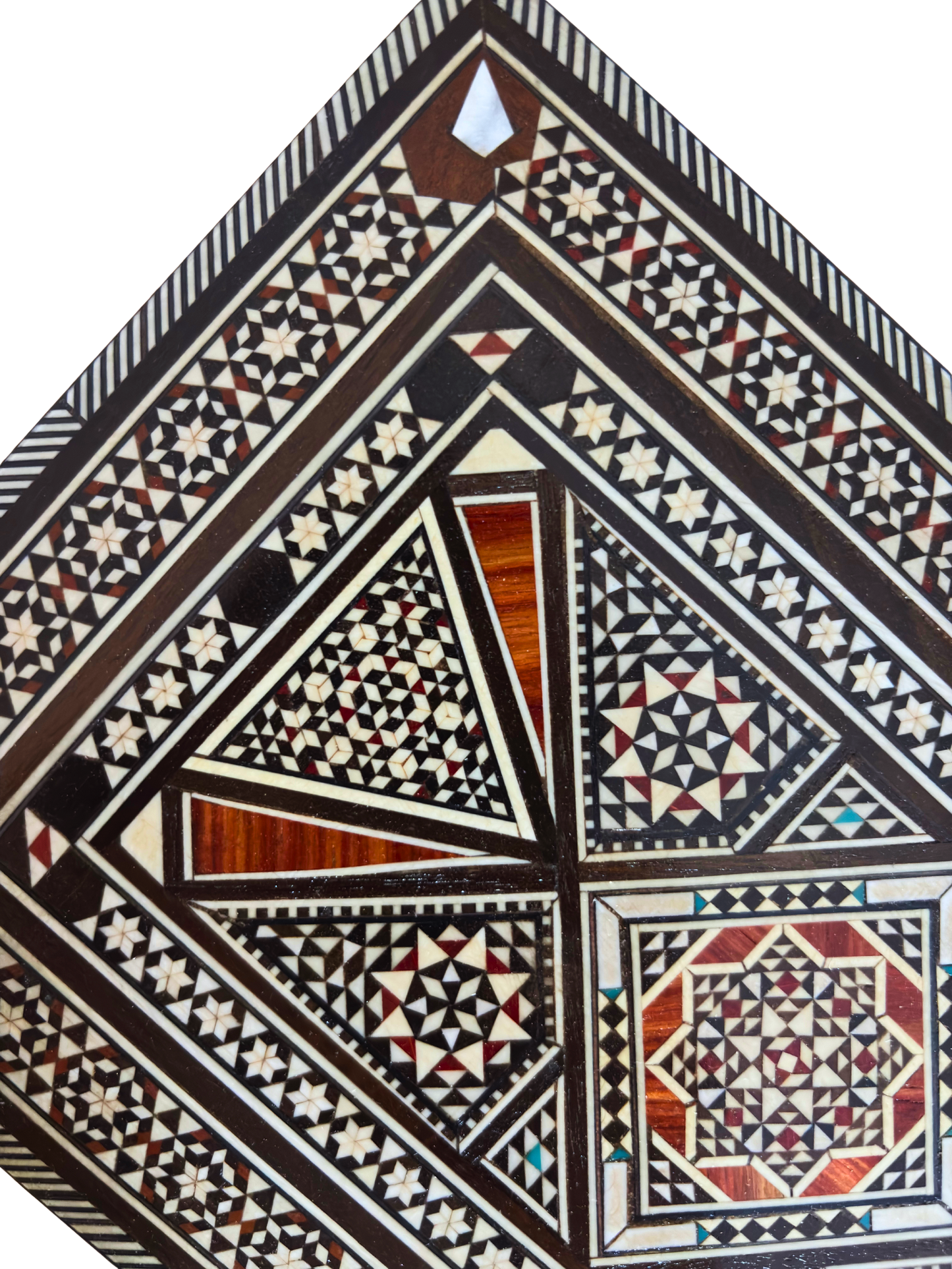 Caixa de Joias em Mosaico Damasceno Vintage 1970 – Incrustação Oriental Artesanal com Madrepérola
