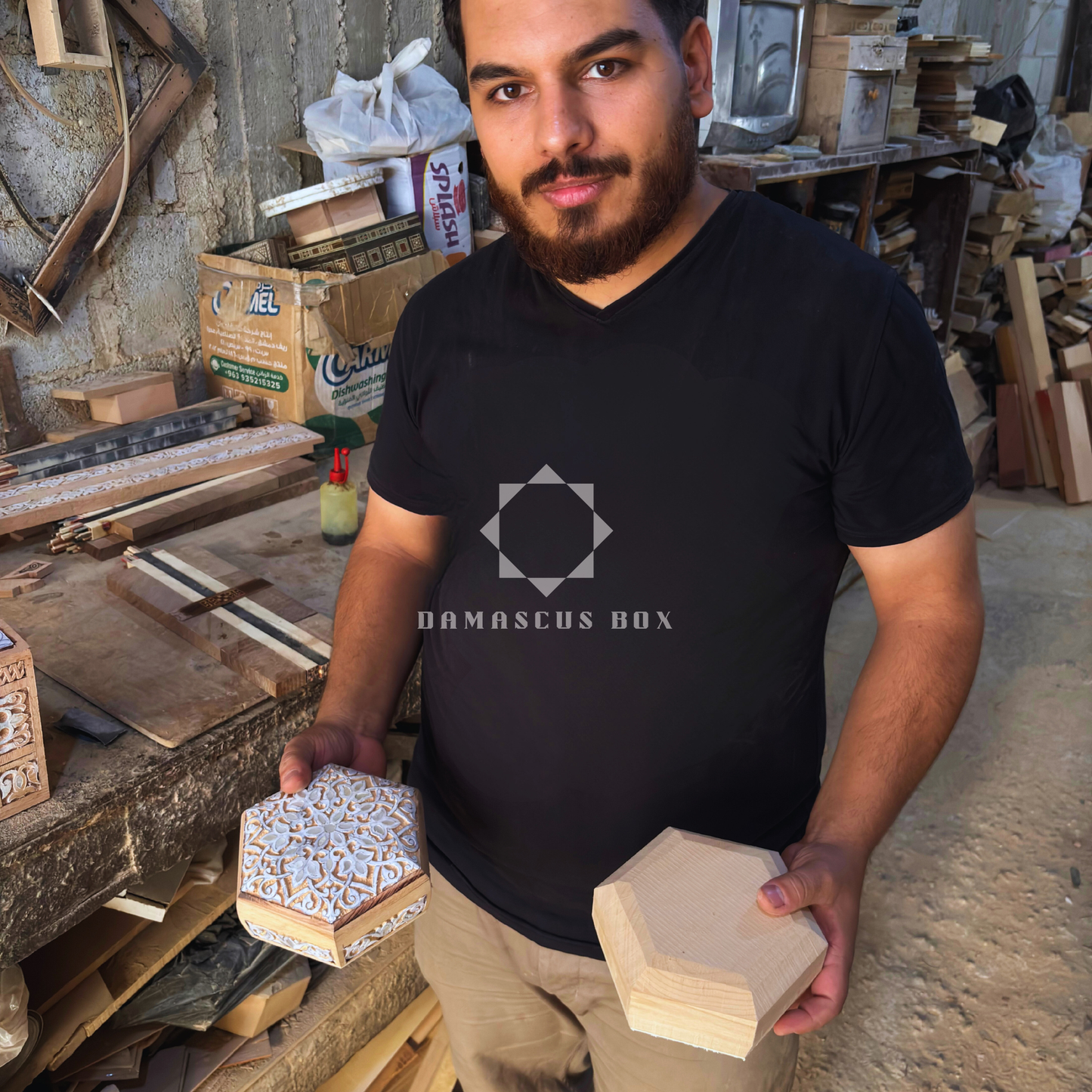 Handgefertigte Damaszener Schmuckdose – Luxus-Holzdesign mit Perlmutt