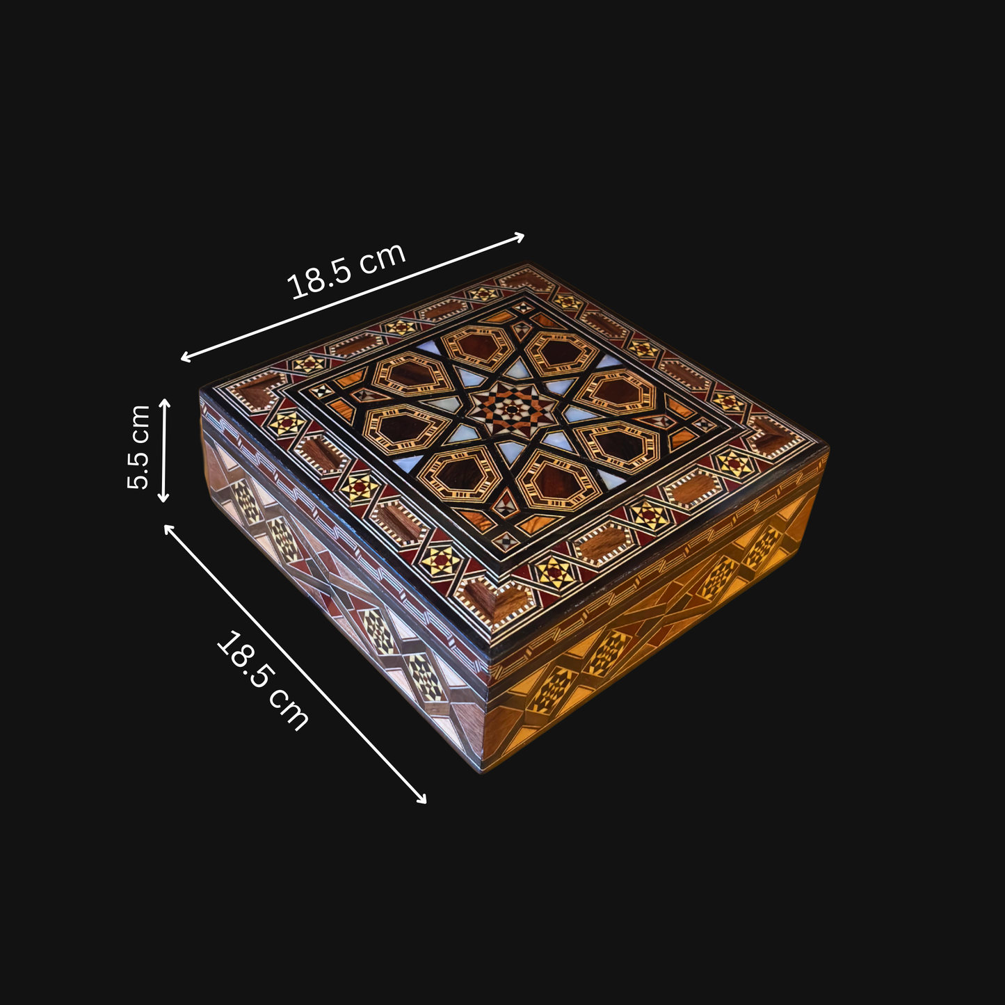 Boîte en Mosaïque Damasquine Faite à la Main par le Maître Gaby Al Dayeh – Nacre et Velours