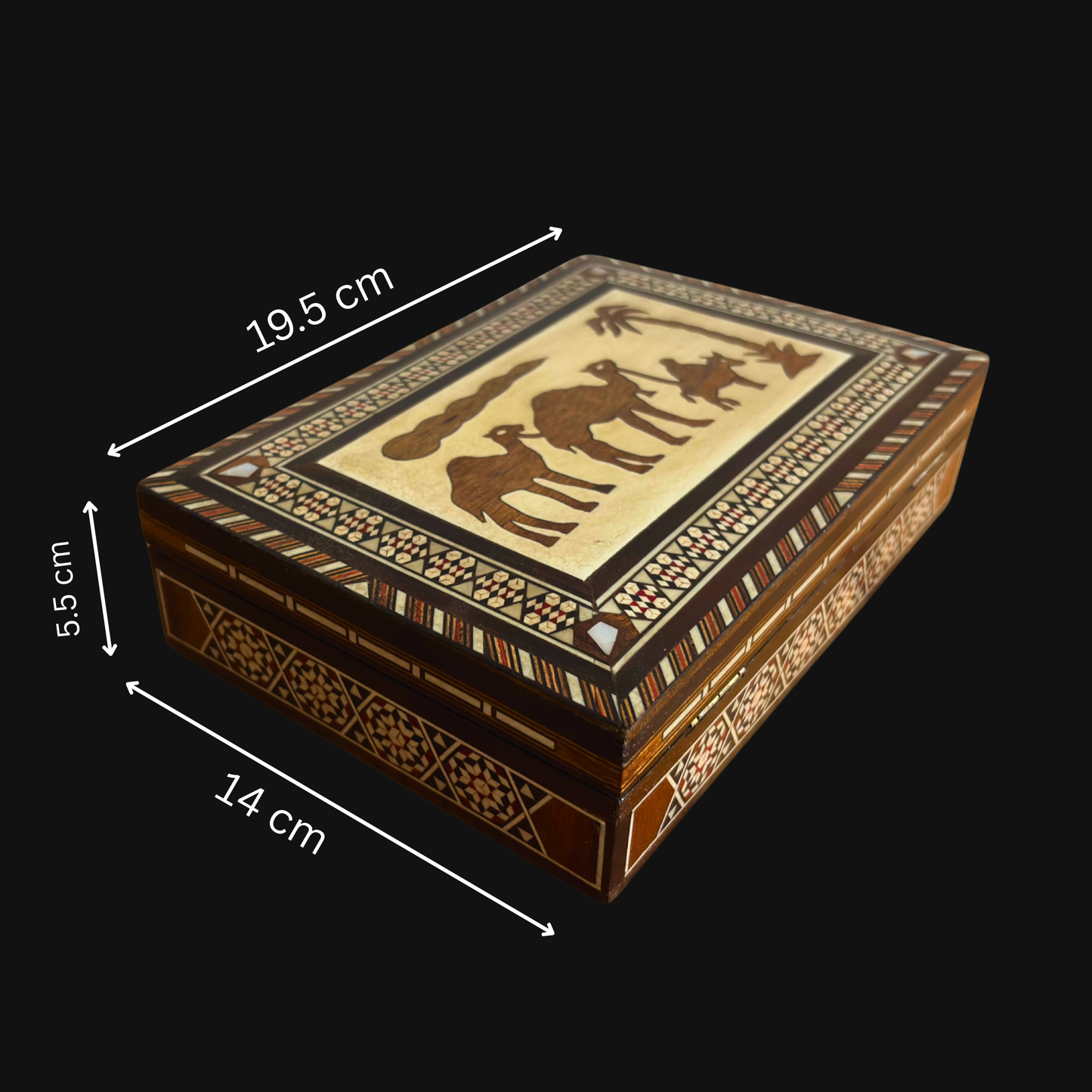 Scatola Damascena Vintage 1970 con Cammelli – Arte Orientale in Madreperla