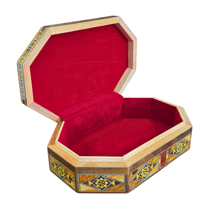 Handcrafted Damascene Mosaic Box – Mother of Pearl & Velvet Elegance