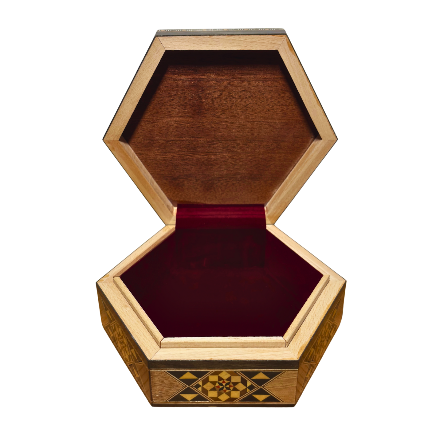 El Yapımı Şam Mozaik Kutusu – Sedef & Kadife Zarafeti