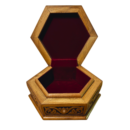 Luksusowa Ręcznie Rzeźbiona Szkatułka z Damaszku – Masa Perłowa & Aksamit