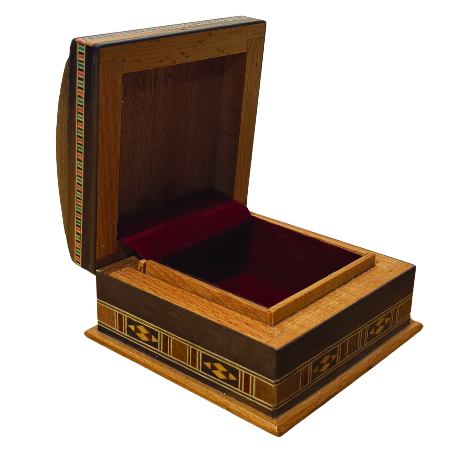 Şam El Yapımı Mozaik Kutu – Geleneksel Sanat & Kadife İç Yüzey