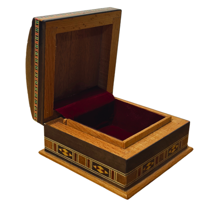 Şam El Yapımı Mozaik Kutu – Geleneksel Sanat & Kadife İç Yüzey