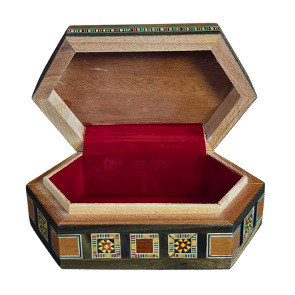 Handgefertigte Mosaik-Schatulle aus Damaskus – Perlmutt & Samt