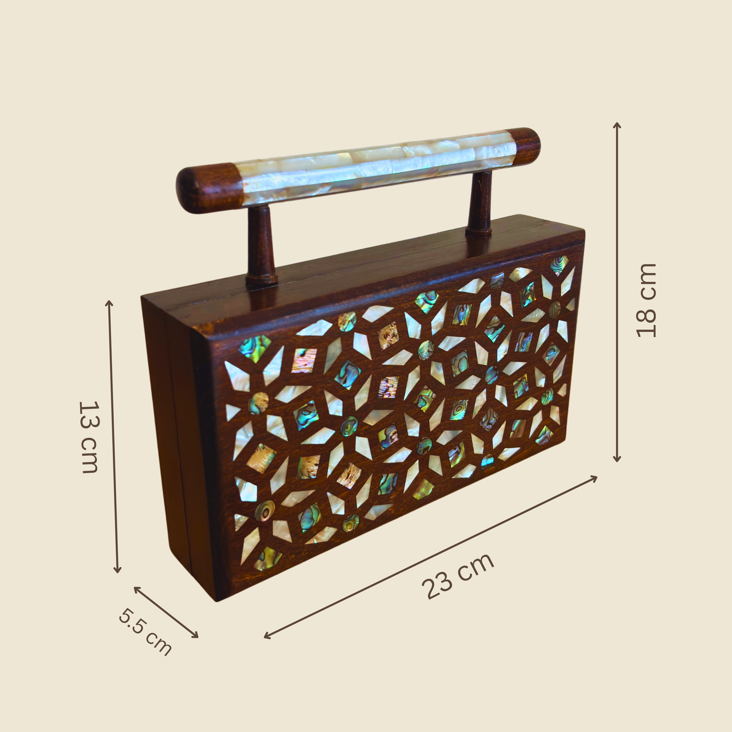 Zenobia – Bolso Clutch Damasquino de Lujo con Incrustaciones de Nácar y Forro de Brocado