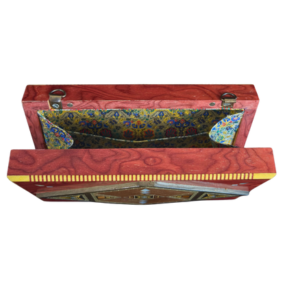 Luxury Damascene Mosaic Clutch with Mother of Pearl & Brocade Interior