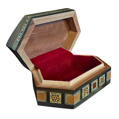 Handgefertigte Mosaik-Schatulle aus Damaskus – Perlmutt & Samt