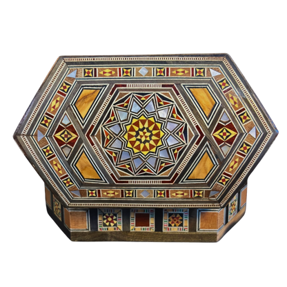 Handgefertigte Mosaik-Schatulle aus Damaskus – Perlmutt & Samt