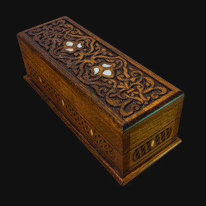 Luksusowa Ręcznie Rzeźbiona Szkatułka z Damaszku – Masa Perłowa & Aksamit