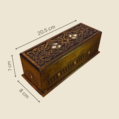 Caja Tallada a Mano de Lujo – Nácar y Elegancia en Terciopelo