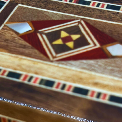 Handcrafted Mosaic Ring Box – Traditional Damascus Art & Velvet Interior