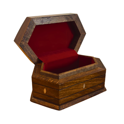 Handgesneden Beukenhouten Doos – Parelmoer & Fluwelen Binnenkant, Tijdloos Oosters Design