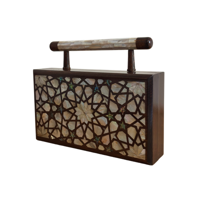A Estrela Celestial – Bolsa Damasquina de Nogueira com Madrepérola