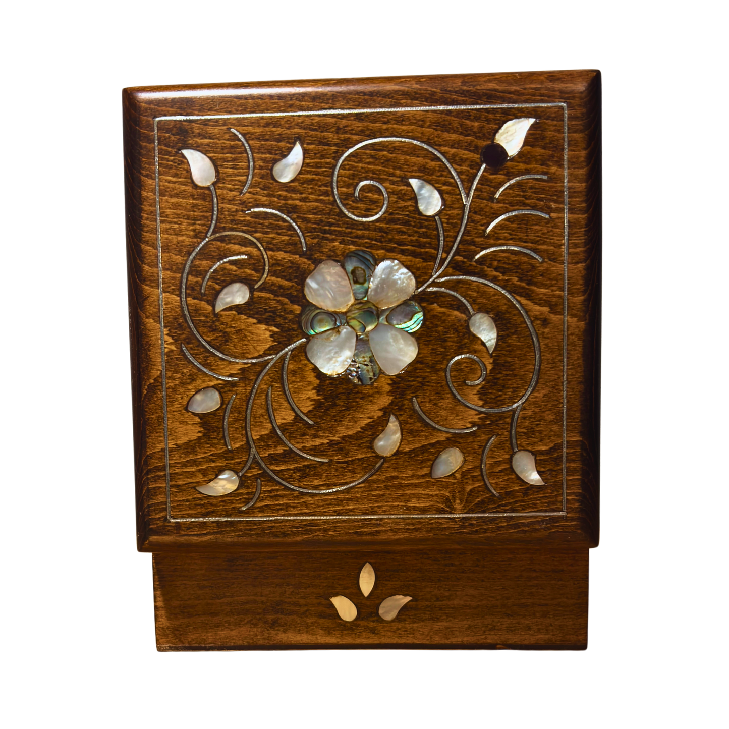 Caja Damasquina de Lujo Hecha a Mano – Nácar y Terciopelo