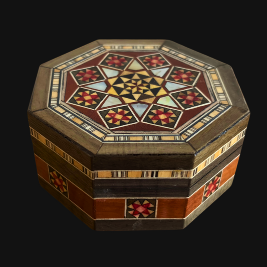 Damascene Mosaic Jewelry Box – Handcrafted with Mother of Pearl Inlay