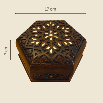 Handgefertigte Luxus-Schatulle aus Damaskus – Perlmutt & Samt