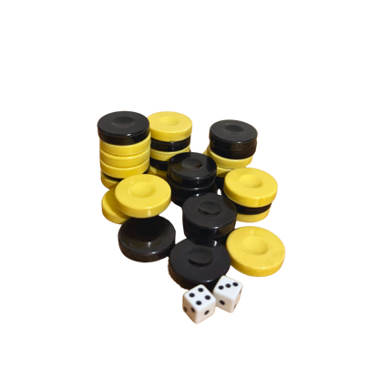 Originele Backgammon Schijfset – Wit & Zwart met Dobbelstenen