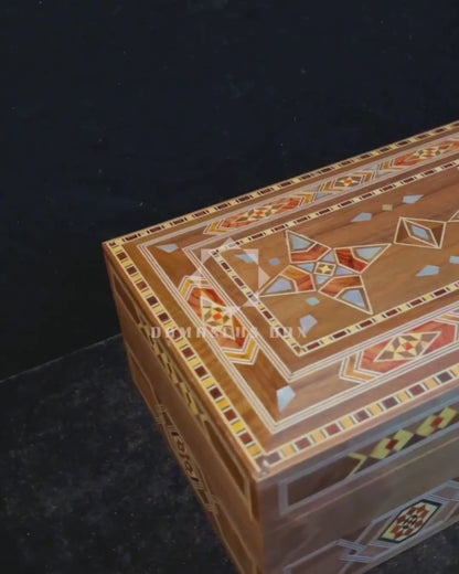 Damascene Mosaic Jewelry Box with Lock – Handcrafted Masterpiece